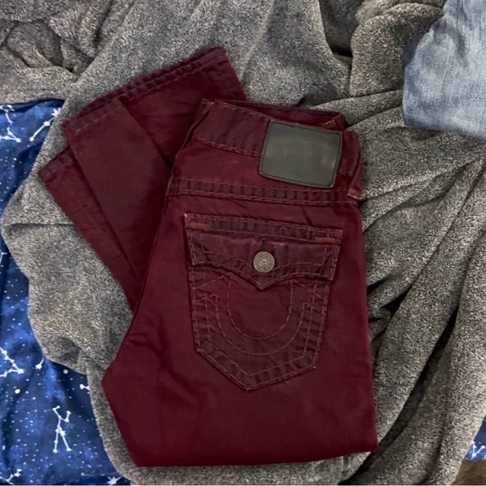 Red True Religion Jeans Men's Ricky Relaxed Straight